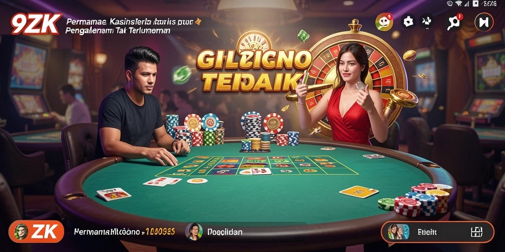 Screenshot utama gameplay Kasino di 9ZK yang menampilkan keasyikan permainan.