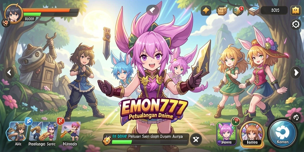 Tangkapan layar gameplay menampilkan pertarungan karakter anime.