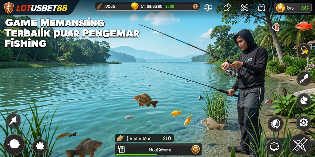 Gameplay LOTUSBET88 menampilkan aksi memancing yang seru dan grafik yang memukau.