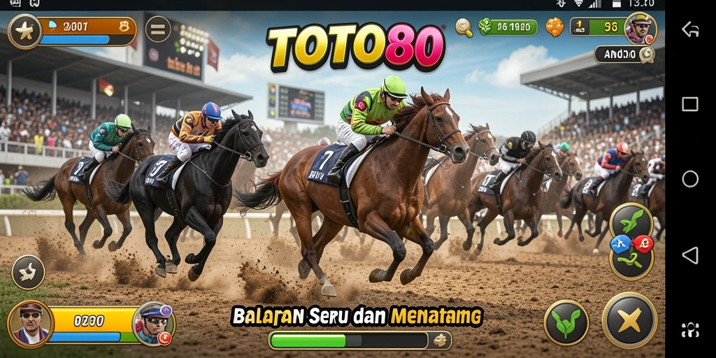 Tampilan dari gameplay racing yang menegangkan di TOTO80.